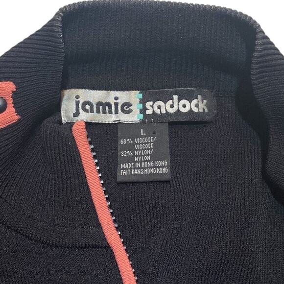 Jamie Sadock Full Zip Sweater Size L Black with Peach Trim. - Picture 4 of 6